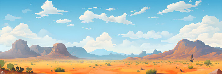 simple colourful painting of the desert landscape, a cute picturesque environment in natural harmonious colours