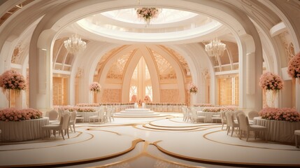Wedding hall with decoration. - obrazy, fototapety, plakaty