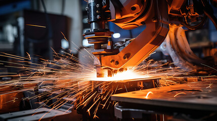 Automotive production line. Modern automobile factory. Automotive industry. Industrial background. Automation industry 4.0 concept