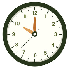 Wall Clock Show Time at 10 o'clock, Round Clock Illustration