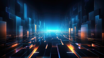 Obraz premium illuminating ultra futuristic tech abstract background with vibrant digital elements and glowing neon hues for futuristic designs and concepts 