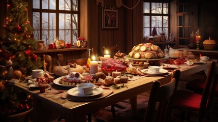 Christmas Family Dinner Table Concept