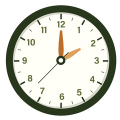 Wall Clock Show Time at 2 o'clock, Round Clock Illustration