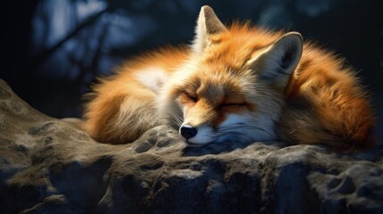 Beautiful Sleepy fox being disturbed