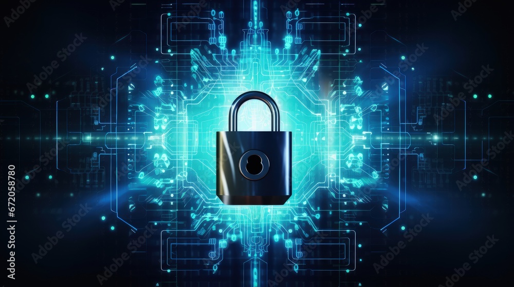Poster technology security concept. modern safety digital background. protection system, cyber security and