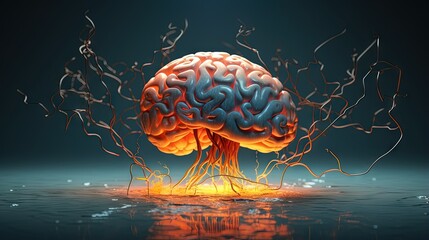 brain, thinking concept, 3d illustration