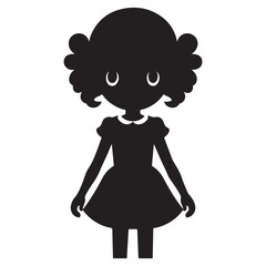 Cute Girl black Silhouette vactor 

