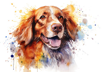 Dog Watercolor on transparent background.