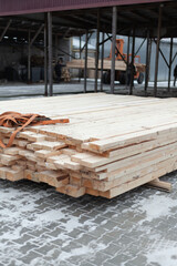 Woodworking, lumber, unloading, board, rail, beam