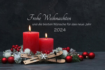 Weihnachtskarte mit Neujahrsgruß  Frohe Weihnachten und die besten Wünsche für das neue Jahr...