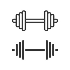 Gym Dumbbell Line Glyph Icons Vector Illustration