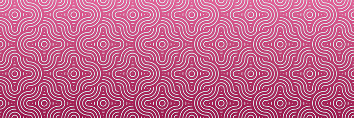 Modern Pink Abstract Wave Pattern. Seamless Geometric Design with Circles and Lines for Backgrounds, Fabric, and Wall Art.