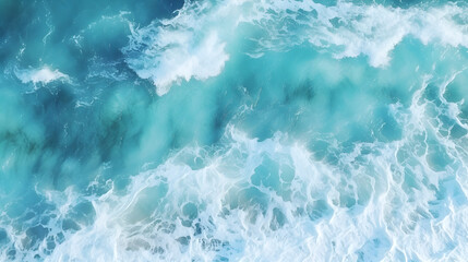 surface waves on the beach,  Blue sea surface, top view - obrazy, fototapety, plakaty