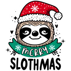Cute sloth with Merry slothmas quote.