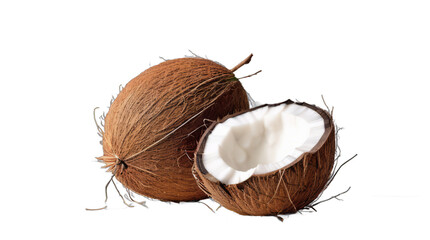 slice coconut and coconut transparent, white background, isolate, png