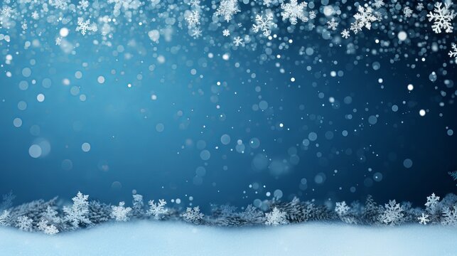Festive and frosty: a blue Christmas background with snowflakes and stars