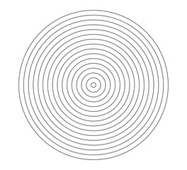 Concentric circle icon. Black and white circular rings. Sound wave, radar, target. Round line element. Abstract monochrome graphic. Vector illustration isolated on white background.