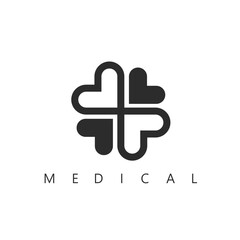 black medical cross heart icon vector concept design