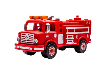 Toy Firetruck on transparent background.