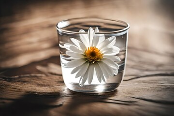 daisy flower floating in glass