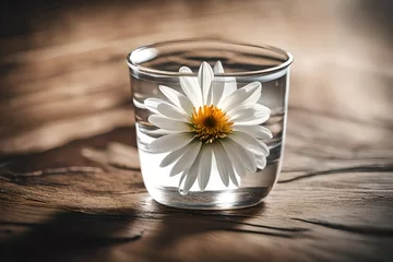 Tuinposter daisy flower floating in glass © Naila