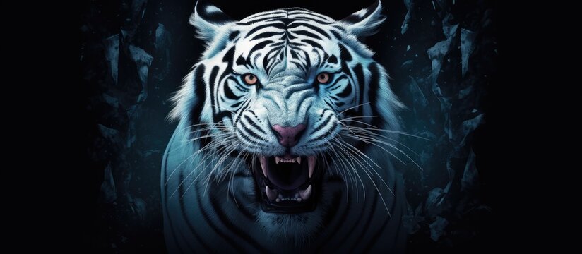 Abstract concept of an animal specifically a white tiger Suitable for various purposes such as wallpaper canvas prints decorative displays banners t shirt graphics and advertising