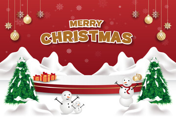 Sales podium with snow season theme christmas celebration background