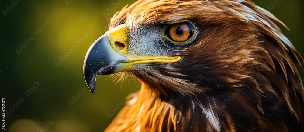 Poster A close up depiction of a golden eagle s portrait