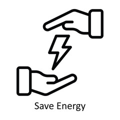 Save Energy vector outline  Design illustration. Symbol on White background EPS 10 File 