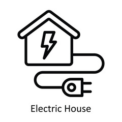 Electric House vector outline  Design illustration. Symbol on White background EPS 10 File 