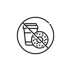 No food and drinks allowed line icon symbol. No eating line icon isolated on white background