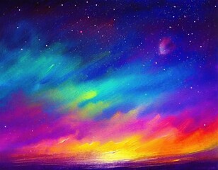 Fototapeta premium illustrationn of colorful night sly