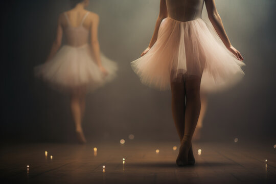 closeup shot of a ballet dancer's feet, dancing on toes