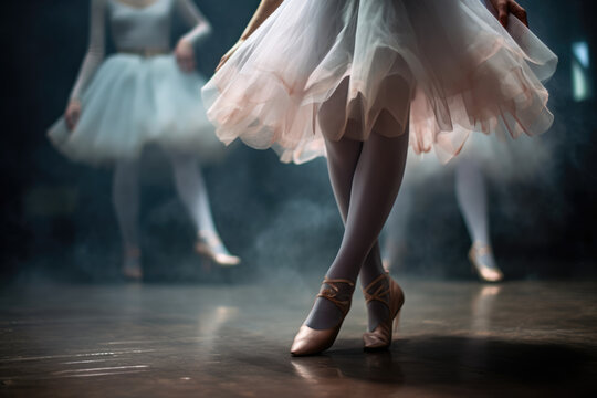 closeup shot of a ballet dancer's feet, dancing on toes