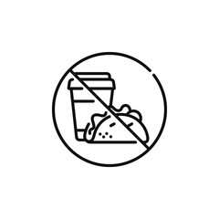 No food and drinks allowed line icon symbol. No eating line icon isolated on white background