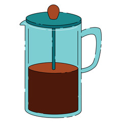 Coffee French press vector. Coffee maker for coffee shop, cafeteria, cafes