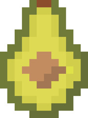 pixel avocado half with a seed