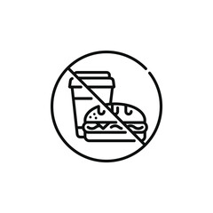 No food and drinks allowed line icon symbol. No eating line icon isolated on white background