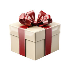 Gift box with a red ribbon bow isolated on transparent background