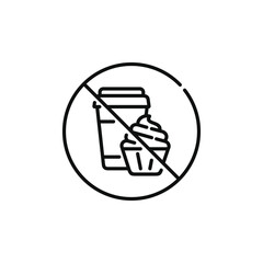 Fototapeta premium No food and drinks allowed line icon symbol. No eating line icon isolated on white background
