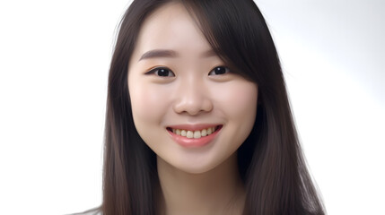 Portrait of young Asian girl smiling in white background