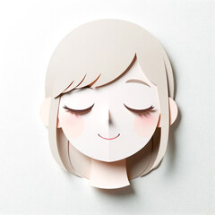 Illustration with a girl's face in an origami style, facial expression 