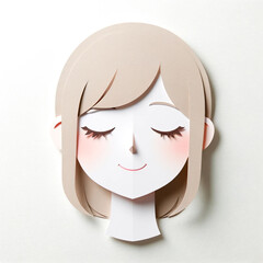 Illustration with a girl's face in an origami style, facial expression 