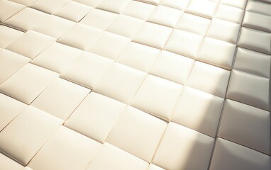 A white tile background illuminated by the gentle warmth of sunlight streaming through.