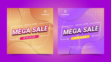 Mega sale banner template vector