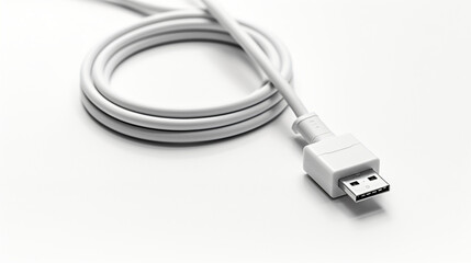 Wire Cable of USB and Adapter Isolated on White Background.