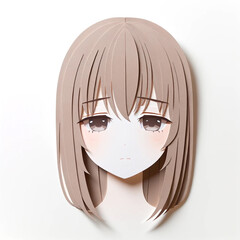 Illustration with a girl's face in an origami style, facial expression 