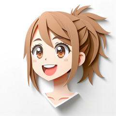 Obraz premium Illustration with a girl's face in an origami style, facial expression 