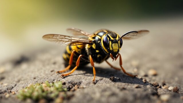 A close-up image of a wasp in the garden. Beauty of nature. Generative AI.