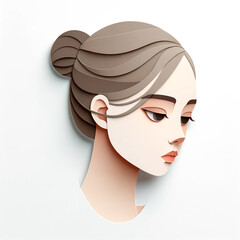 Illustration with a girl's face in an origami style, facial expression - cool